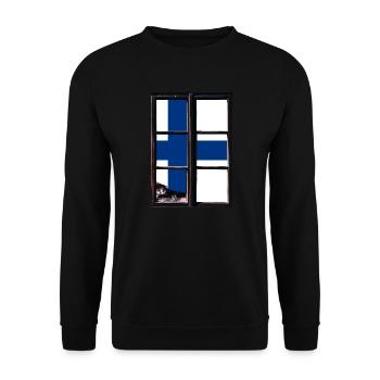 Finlande Drapeau Suomi Drapeau finlandais utilisé Look - Sweat-shirt Unisexe - noir - Devant - Alina (178cm) & Michal (187cm)