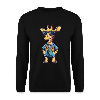 Giraffe Lustig Sommer - Unisex Pullover - Schwarz - Vorne - Alina (178cm) & Michal (187cm)