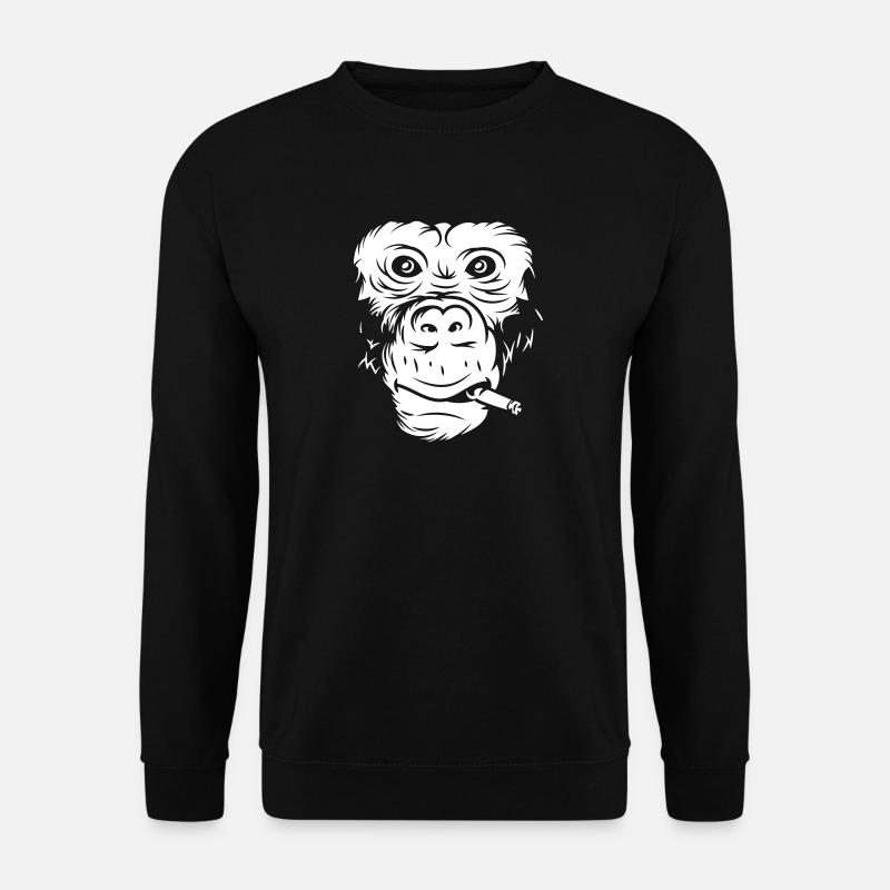Cooles Affengesicht mit Zigarette - Unisex Pullover - Schwarz