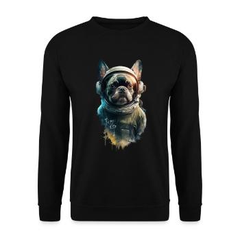 Französische Bulldogge Astronaut - Unisex Pullover - Schwarz - Vorne - Alina (178cm) & Michal (187cm)
