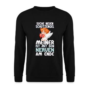 Suche Schutzengel Nerven - Unisex Pullover - Schwarz - Vorne - Alina (178cm) & Michal (187cm)
