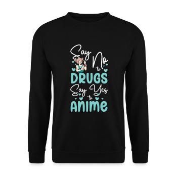 Anime Japanisch Kunst Asiatisch - Unisex Pullover - Schwarz - Vorne - Alina (178cm) & Michal (187cm)
