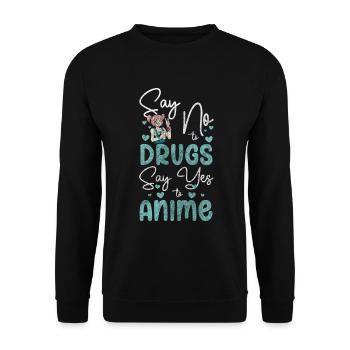 Anime Comic Senpai Waifu - Unisex Pullover - Schwarz - Vorne - Alina (178cm) & Michal (187cm)
