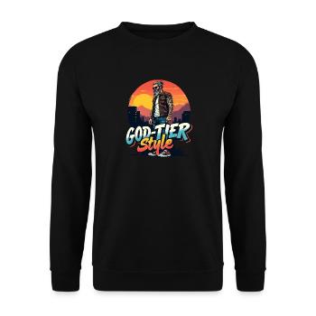 God Tier Style - Hipster Zeus - Unisex Sweatshirt - black - Front - Alina (178cm) & Michal (187cm)