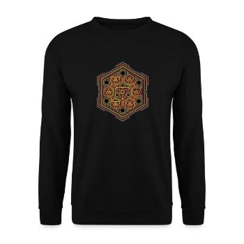 Goa Party Psy Trance Festival LSD Muster Spirituel - Unisex Pullover - Schwarz - Vorne - Alina (178cm) & Michal (187cm)