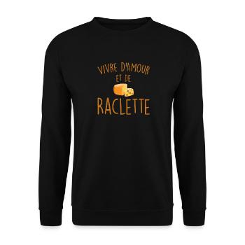 Living on Love and Raclette - Unisex Sweatshirt - black - Front - Alina (178cm) & Michal (187cm)
