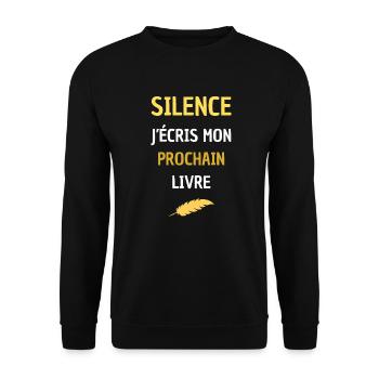 SILENCE J'ECRIS MON PROCHAIN LIVRE - Sweat-shirt Unisexe - noir - Devant - Alina (178cm) & Michal (187cm)