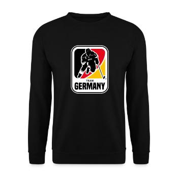 EISHOCKEY DEUSCHLAND TEAM GERMANY - Unisex Pullover - Schwarz - Vorne - Alina (178cm) & Michal (187cm)