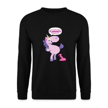 Einhorn Flamingo gemacht - Unisex Pullover - Schwarz - Vorne - Alina (178cm) & Michal (187cm)