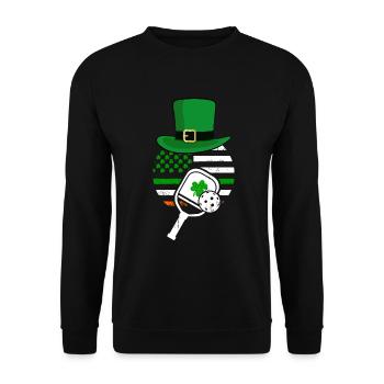 Irish American Flag Pickleball Shamrock St Patrick - Unisex Sweatshirt - black - Front - Alina (178cm) & Michal (187cm)