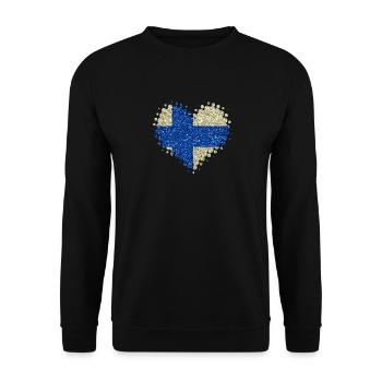 Ich Liebe Finnland Herz Landesfarben Heimatland - Unisex Pullover - Schwarz - Vorne - Alina (178cm) & Michal (187cm)