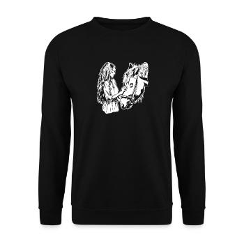 Mädchen Pferdeliebhaber, Pferdebesitzer, Reitgeschenk - Unisex Pullover - Schwarz - Vorne - Alina (178cm) & Michal (187cm)