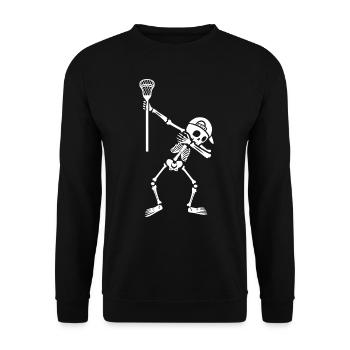 Lacrosse Dabbing Skelett Jungen Lacrossespieler - Unisex Pullover - Schwarz - Vorne - Alina (178cm) & Michal (187cm)