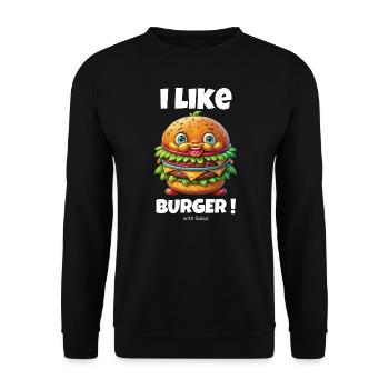 i like burger with salad- lustige burger gifts - Unisex Sweatshirt - black - Front - Alina (178cm) & Michal (187cm)