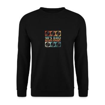 Zurück in die 90´s Schallplatte - Unisex Pullover - Schwarz - Vorne - Alina (178cm) & Michal (187cm)