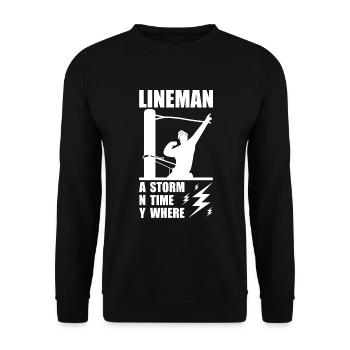 Funny High Voltage Electrician Saying Electrics - Unisex Sweatshirt - black - Front - Alina (178cm) & Michal (187cm)