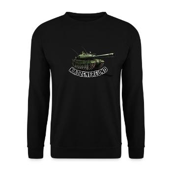 Katzenfreund - Panzer - Unisex Pullover - Schwarz - Vorne - Alina (178cm) & Michal (187cm)