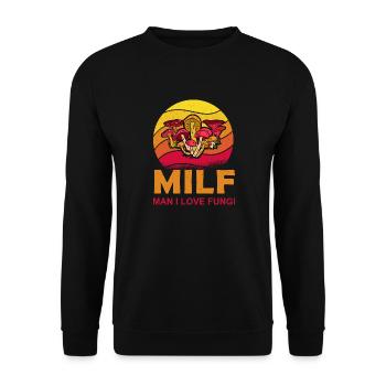 Pilzsammler Retro Pilze Vintage Pilz Pilzsucher - Unisex Pullover - Schwarz - Vorne - Alina (178cm) & Michal (187cm)