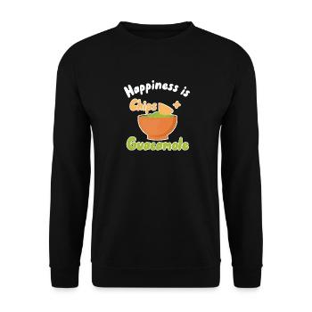 Glück ist Chips + Guacamole - Unisex Pullover - Schwarz - Vorne - Alina (178cm) & Michal (187cm)