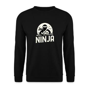 Postwurfsendung Ninja - Unisex Pullover - Schwarz - Vorne - Alina (178cm) & Michal (187cm)