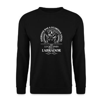 LABRADOR Guardian Angel WILSIGNS - Unisex Pullover - Schwarz - Vorne - Alina (178cm) & Michal (187cm)