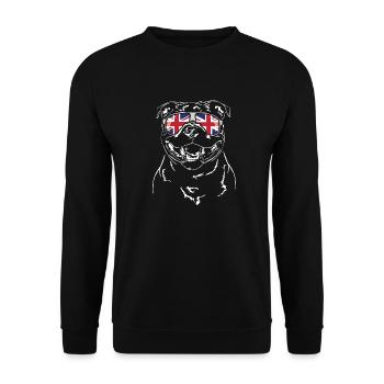 STAFFORDSHIRE BULL TERRIER Union Jack Wilsigns - Sweat-shirt Unisexe - noir - Devant - Alina (178cm) & Michal (187cm)