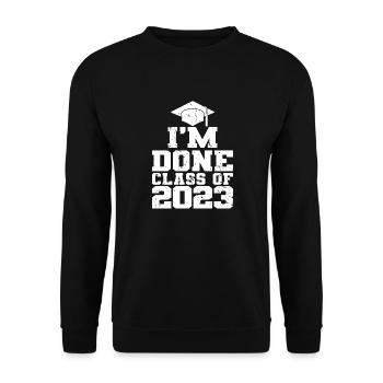 J’ai terminé le cadeau de la fête de fin d’études de la classe 2023 - Sweat-shirt Unisexe - noir - Devant - Alina (178cm) & Michal (187cm)