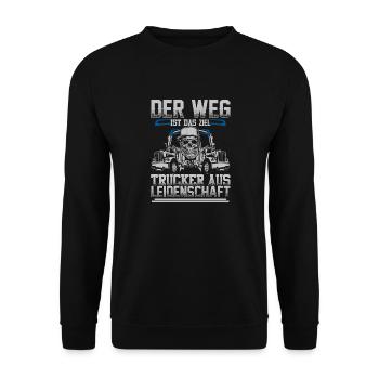 Trucker aus Leidenschaft - Unisex Pullover - Schwarz - Vorne - Alina (178cm) & Michal (187cm)