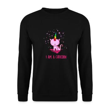 Unicorn Cat - Unisex Pullover - Schwarz - Vorne - Alina (178cm) & Michal (187cm)