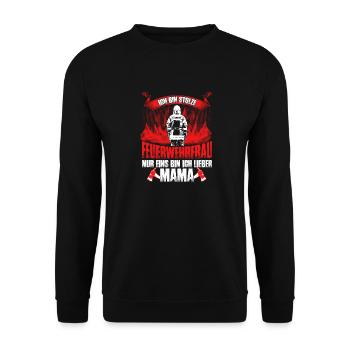 Feuerwehrfrauen - Mama - Unisex Pullover - Schwarz - Vorne - Alina (178cm) & Michal (187cm)