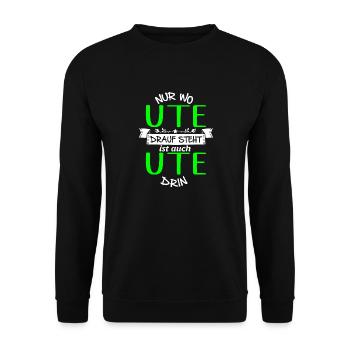 UTE die Echte - Unisex Pullover - Schwarz - Vorne - Alina (178cm) & Michal (187cm)