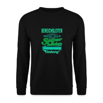 Superheld grünen Umhang - Bereichsleiter - Fun - Unisex Pullover - Schwarz - Vorne - Alina (178cm) & Michal (187cm)