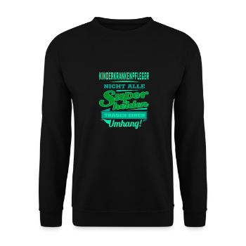 Superheld grünen Umhang - Kinderkrankenpfleger - - Unisex Pullover - Schwarz - Vorne - Alina (178cm) & Michal (187cm)