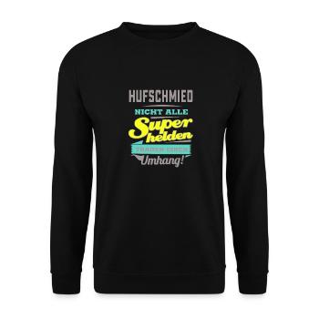 NEON Design für Superhelden - Hufschmied - Gesch - Unisex Pullover - Schwarz - Vorne - Alina (178cm) & Michal (187cm)