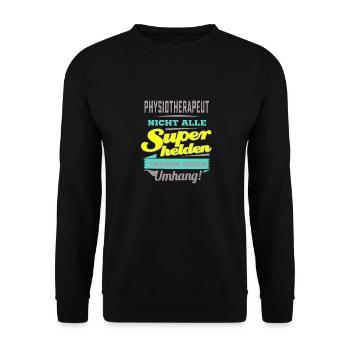 NEON Design für Superhelden - Physiotherapeut - - Unisex Pullover - Schwarz - Vorne - Alina (178cm) & Michal (187cm)