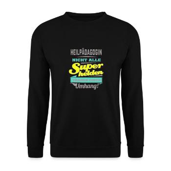 NEON Design für Superhelden - Heilpädagogin - G - Unisex Pullover - Schwarz - Vorne - Alina (178cm) & Michal (187cm)