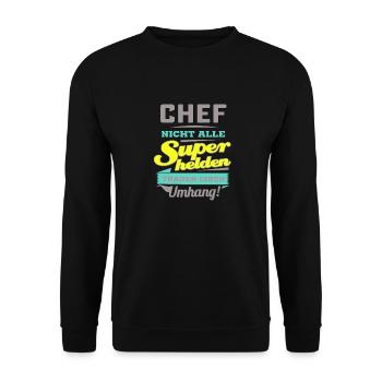 NEON Design für Superhelden - Chef - Geschenk - Unisex Pullover - Schwarz - Vorne - Alina (178cm) & Michal (187cm)