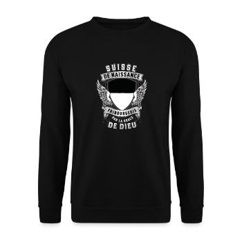 Fribourgeois Grâce de Dieu - Sweat-shirt Unisexe - noir - Devant - Alina (178cm) & Michal (187cm)