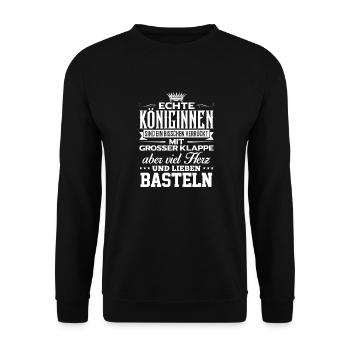 BASTELN - liebe - Unisex Pullover - Schwarz - Vorne - Alina (178cm) & Michal (187cm)