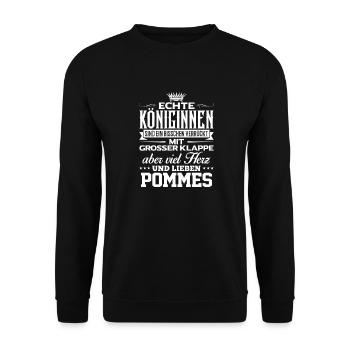 POMMES - liebe - Unisex Pullover - Schwarz - Vorne - Alina (178cm) & Michal (187cm)