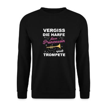 Vergiss die Harfe, diese Prinzessin.. - Geschenk - Unisex Pullover - Schwarz - Vorne - Alina (178cm) & Michal (187cm)