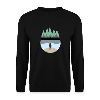 Astronaut am Meer - Unisex Pullover - Schwarz - Vorne - Alina (178cm) & Michal (187cm)