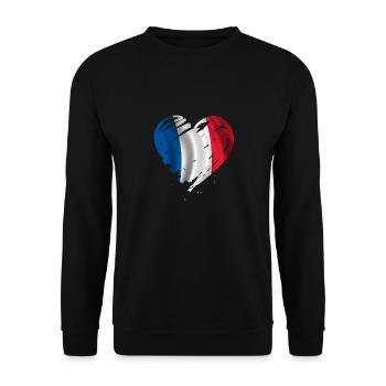 heart coeur france - Sweat-shirt Unisexe - noir - Devant - Alina (178cm) & Michal (187cm)