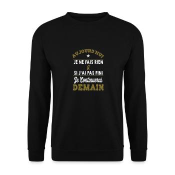 Je ne fais rien humour - Sweat-shirt Unisexe - noir - Devant - Alina (178cm) & Michal (187cm)