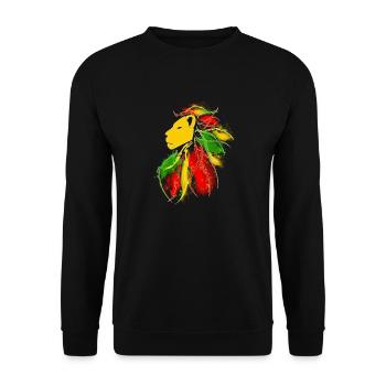 lion_rasta_dread - Unisex Pullover - Schwarz - Vorne - Alina (178cm) & Michal (187cm)