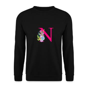 N letter red - Unisex Sweatshirt - black - Front - Alina (178cm) & Michal (187cm)