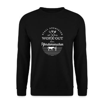 Work Out der Pferdemenschen - Unisex Pullover - Schwarz - Vorne - Alina (178cm) & Michal (187cm)