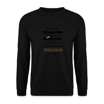 Engelchen Teufelchen Wahnsinn - Unisex Pullover - Schwarz - Vorne - Alina (178cm) & Michal (187cm)