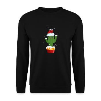 Christmas Cute Cactus - Unisex Sweatshirt - black - Front - Alina (178cm) & Michal (187cm)