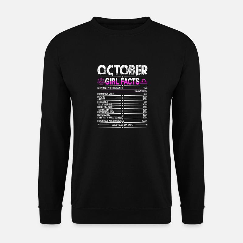 Oktober Waage Mädchen Fakten - Unisex Pullover - Schwarz